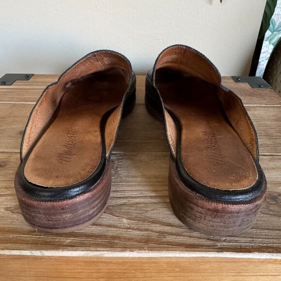 Madewell The Frances Black Leather Almond Toe Slip On Flat Loafer Mule Size 8.5 - Picture 10 of 15